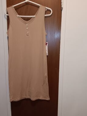 Sleeveless Beige Tank Slip Dress NWT  Size Large